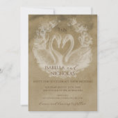 スワン素朴モノグラム結婚式の招待 招待状 (正面)