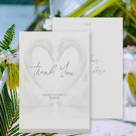 スワン結婚モノグラムサンキューカード サンキューカード