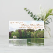 スワン結婚式招待状と緑の木&湖 招待状 (スタンド正面)