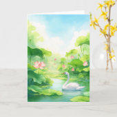 スワン自然抱擁 カード (黄色い花)