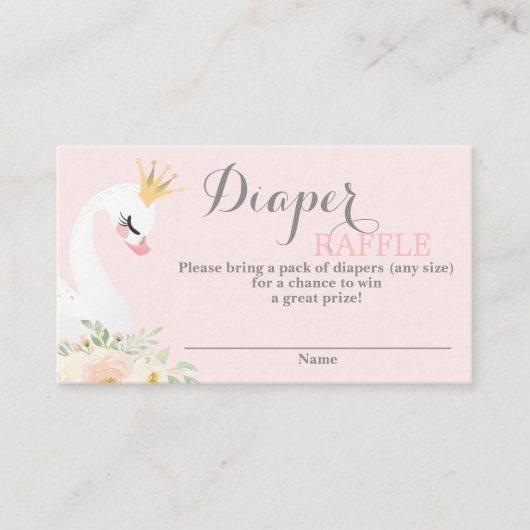 スワン赤ちゃんシャワーおむつラッフルエンクロージャカード エンクロージャーカード (正面)