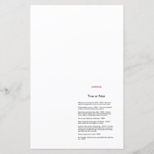 スワン赤ちゃんシャワーゲームプリント (裏面)