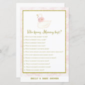 スワン赤ちゃんシャワーゲームプリント (正面/裏面)