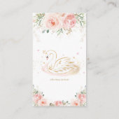 スワン赤面ピンクフローラベビーシャワーおむつラッフル エンクロージャーカード (裏面)