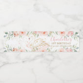 スワン赤面フローラベビーシャワー誕生日パーティー ペットボトルラベル (シングルラベル)