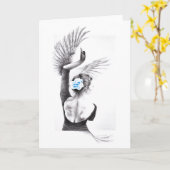 スワン踊り女性バレエ超現実的スケッチアート カード (黄色い花)