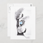 スワン踊り女性バレエ超現実的スケッチアート ポストカード (正面/裏面)