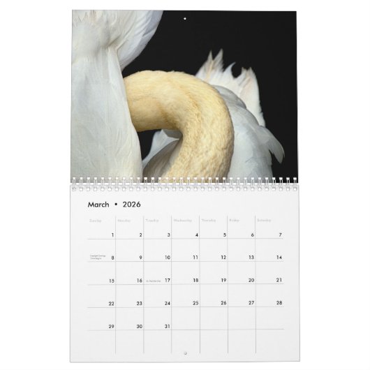 スワン2025 カレンダー (3月 2026)
