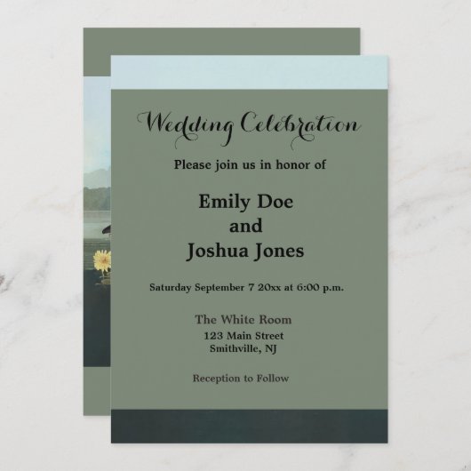 スワン オードゥボン 鳥 白 水 スワン 招待状 (正面/裏面)