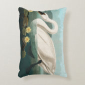 スワン オードュボン 鳥 白 水 スワン アクセントクッション (正面(垂直))