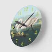 スワン オードュボン 鳥 白 水 スワン ラウンド壁時計 (傾斜)
