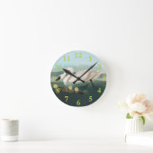 スワン オードュボン 鳥 白 水 スワン ラウンド壁時計 (ホーム)