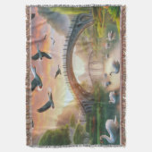 スワン・セレナーデ織り投げ：穏やかな水の抱擁 スローブランケット (正面縦)