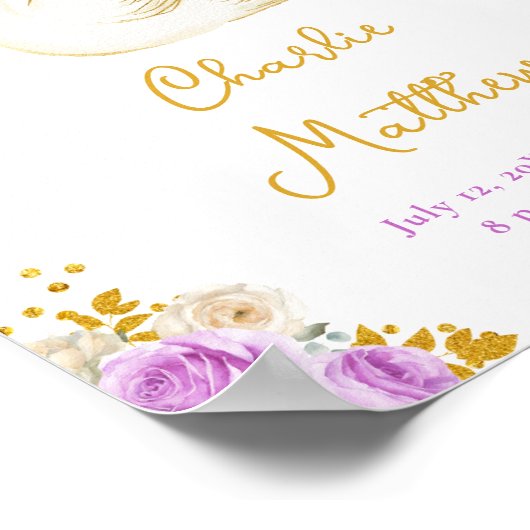 スワン・パープルおよび金ゴールドバラ誕生統計 ポスター (角)