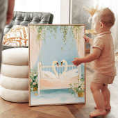 スワン ファミリー ウォール アート プリント, ロマンチックなベビールーム プリント