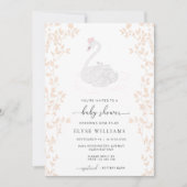 スワン・プリンセスの女の子のベビーシャワー 招待状 (正面)