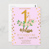 スワン・プリンセス 1歳の誕生日招待状   ポストカード (正面/裏面)