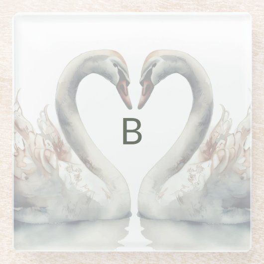 スワン モノグラム ガラスコースター (正面)