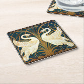スワン&ラッシュ&アイリス，ヴィンテージデザイン スクエアペーパーコースター (アングル)