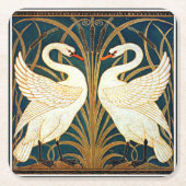 スワン&ラッシュ&アイリス，ヴィンテージデザイン スクエアペーパーコースター (正面)