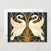 スワン&ラッシュ&アイリス，ヴィンテージデザイン ポストカード (正面/裏面)