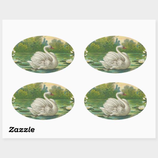 スワン 楕円形シール (シート)