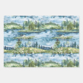 スワン 水生植物 湖 ブライダルシャワー ラッピングペーパーシート (正面3)