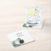 スワン 水生植物 湖 ロマンチック ブライズシャワー スクエアペーパーコースター (インサイチュ)