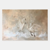 スワン – 油絵スタイルラッピングギフト紙 ラッピングペーパーシート (正面2)