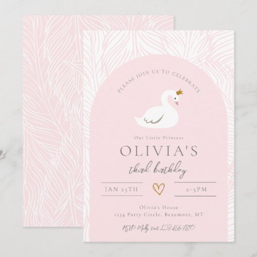 スワン 誕生日 招待状 | スワン 招待状 (正面/裏面)