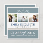 スワーかわいらしルフォトコラージュ卒業招待状 招待状 (正面/裏面)