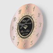 スワーズオーナメントバラ金ゴールド結婚50周年 ラージ壁時計 (傾斜)