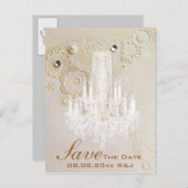 スワーズシャンデリアのヴィンテージ結婚式は日付を保存 案内ポストカード (正面/裏面)