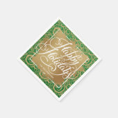 スワーズフェイク金ゴールドフォイルホリデイズオングリーングリッター スタンダードカクテルナプキン (角)