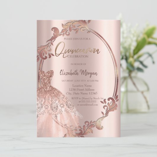 スワーズフレームバラ金ゴールドグリッタードレスキンセアニラ 招待状 (スタンド正面)