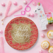 スワーズホイフェイクルホリデークリスマスレッドグリッター ペーパープレート (パーティー)