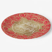 スワーズホイフェイクルホリデークリスマスレッドグリッター ペーパープレート (アングル)