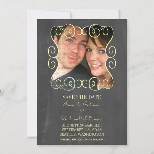 スワーズChalkboard写真Save the Date招待状 招待状 (正面)