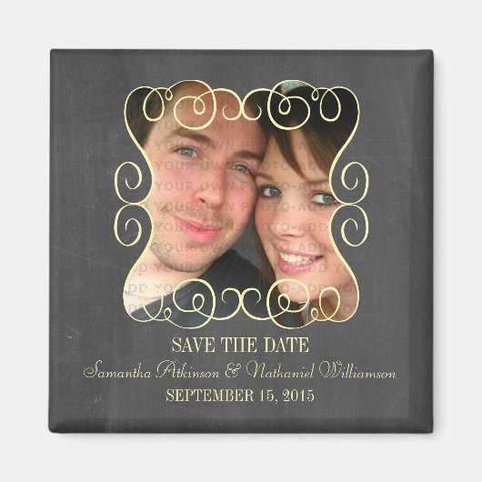スワーズChalkboard写真Save the Date Magnet マグネット (正面)