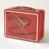 スワードミュージックスタッフトロンボーンスケッチ |イニシャル メタルランチボックス (正面)