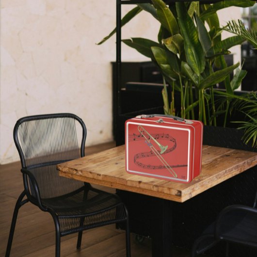 スワードミュージックスタッフトロンボーンスケッチ |イニシャル メタルランチボックス