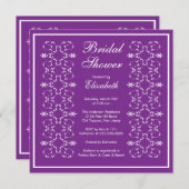 スワーファンシールフレームブライダルシャワー招待紫 招待状 (正面/裏面)
