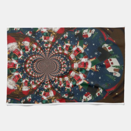 スワーリングサンタ魔法：ホリデーマグカップ&キッチンアイディア キッチンタオル (横)