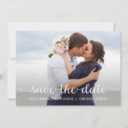 スワーリングスクリプト結婚式の日付カードを保存 セーブザデート (正面)