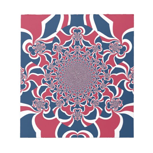 スワーリング万華鏡のように千変万化するパターンアートプリント ノートパッド (正面)