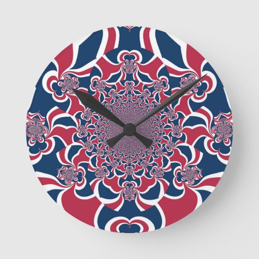 スワーリング万華鏡のように千変万化するパターンアートプリント ラウンド壁時計 (正面)