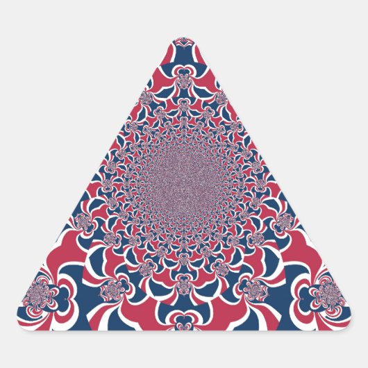 スワーリング万華鏡のように千変万化するパターンアートプリント 三角形シール (正面)