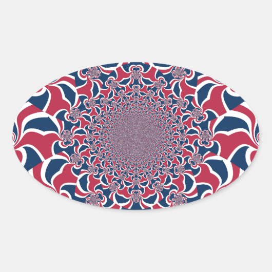 スワーリング万華鏡のように千変万化するパターンアートプリント 楕円形シール (正面)