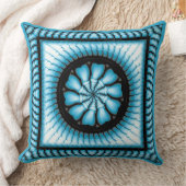 スワーリング抽象芸術青パターン クッション (ブランケット)