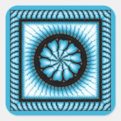 スワーリング抽象芸術青パターン スクエアシール (正面)